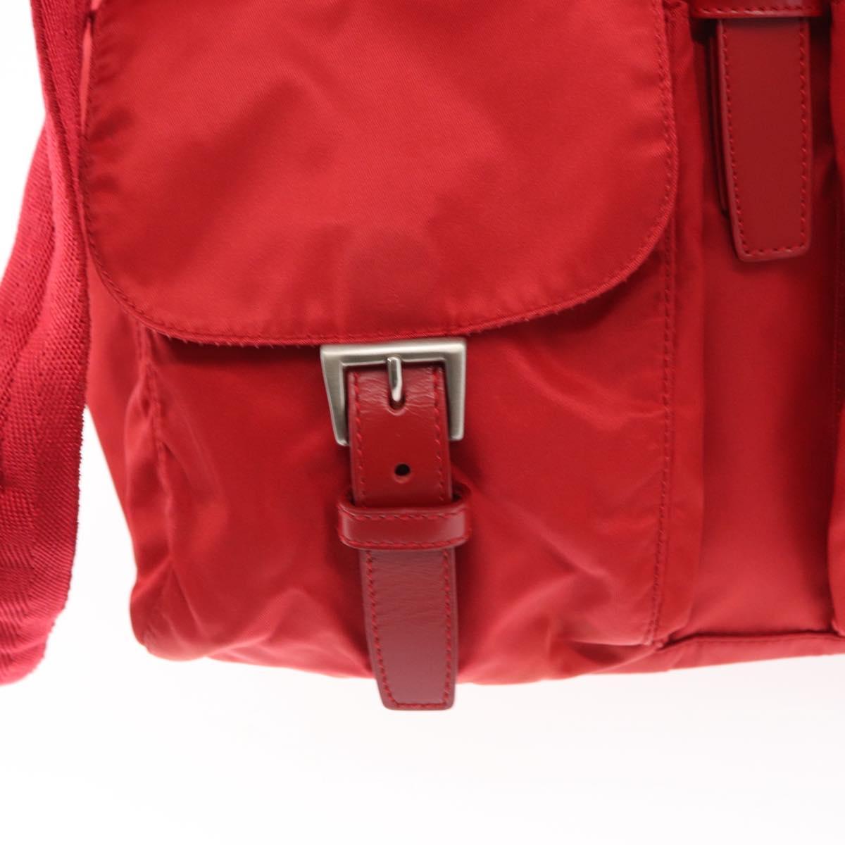 PRADA Backpack Nylon Red Silver Auth ar13819