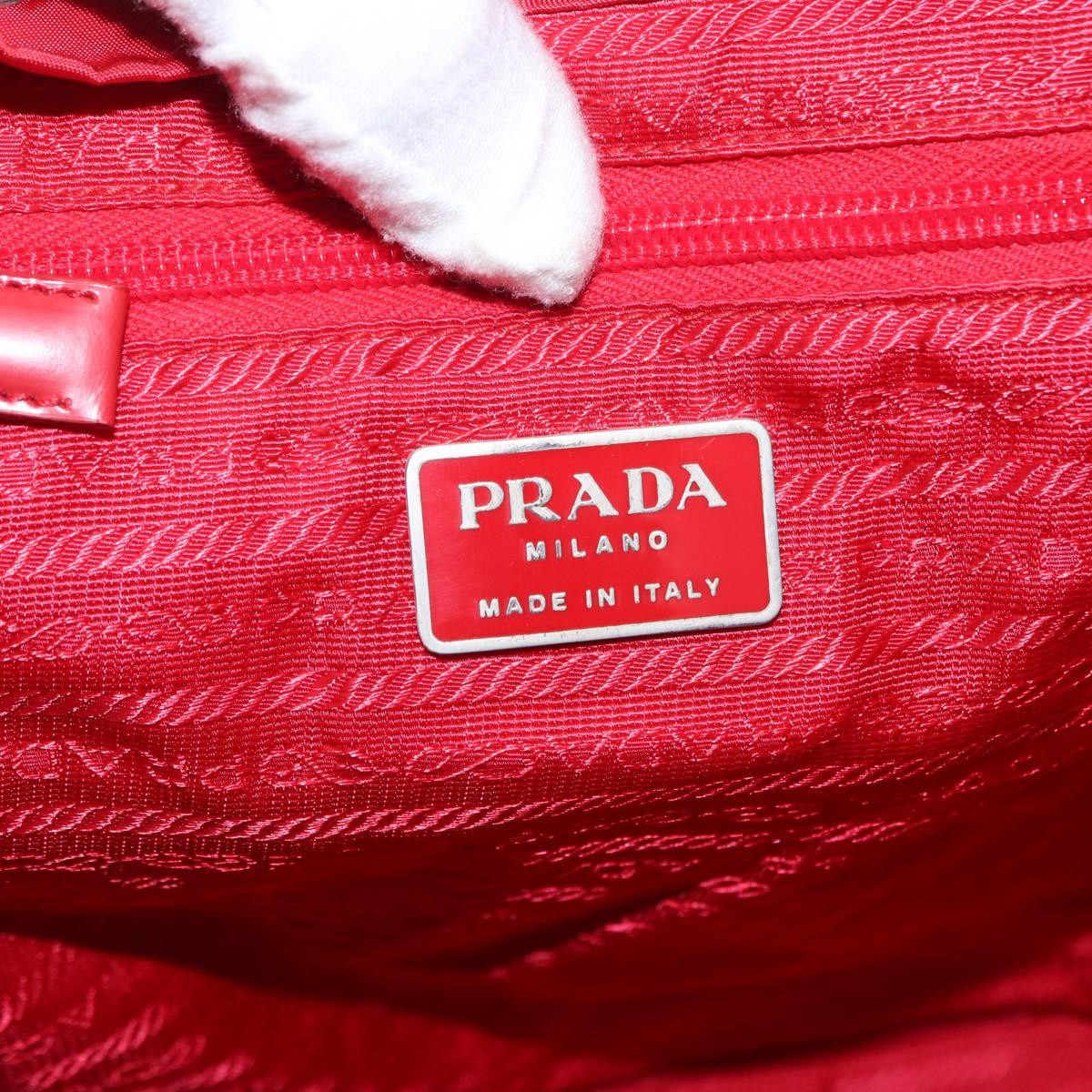 PRADA Backpack Nylon Red Silver Auth ar13819