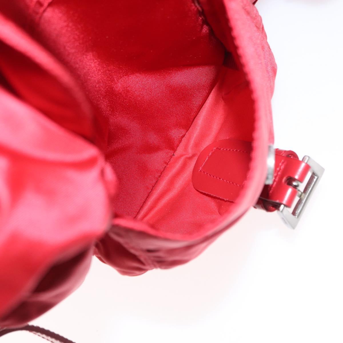PRADA Backpack Nylon Red Silver Auth ar13819