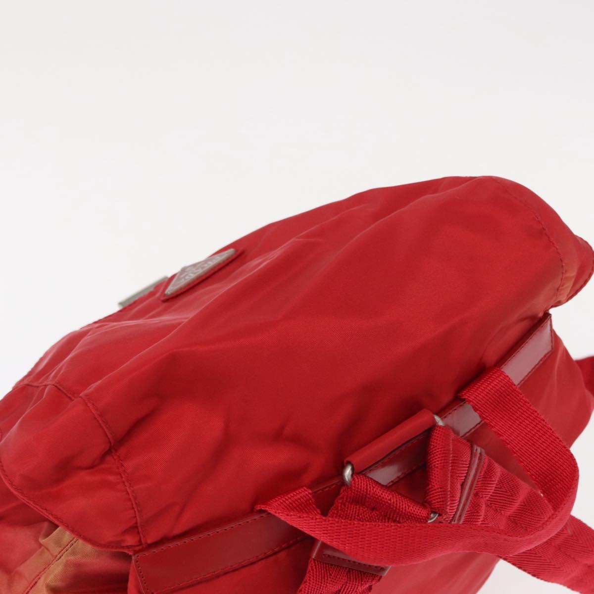 PRADA Backpack Nylon Red Silver Auth ar13819