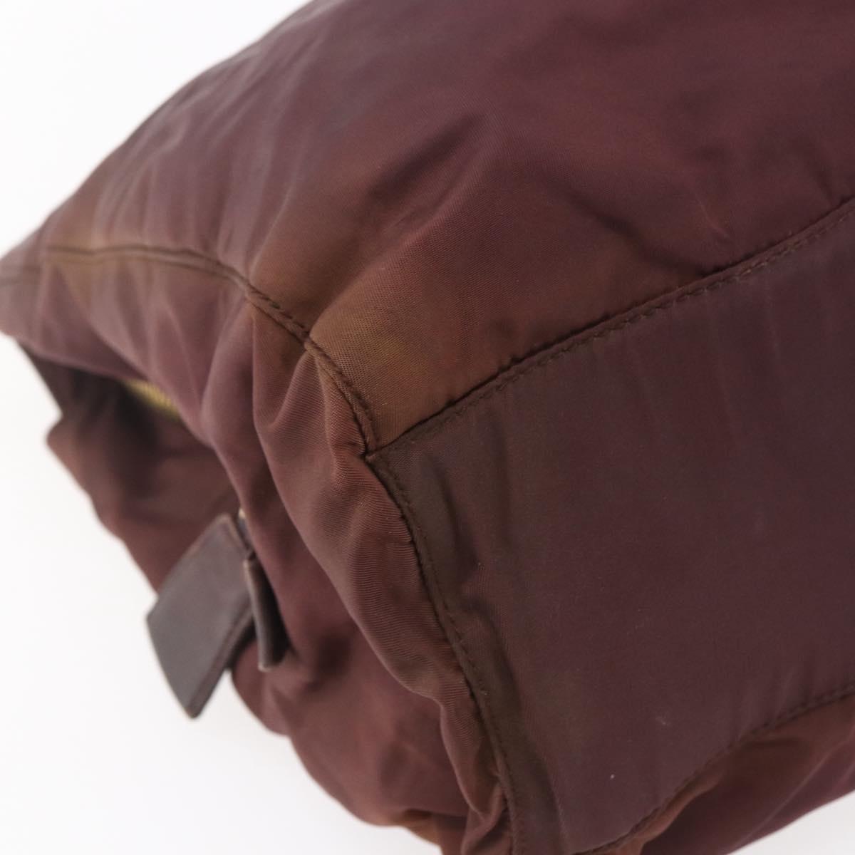 PRADA Chain Tote Bag Nylon Bordeaux Gold Auth ar13821