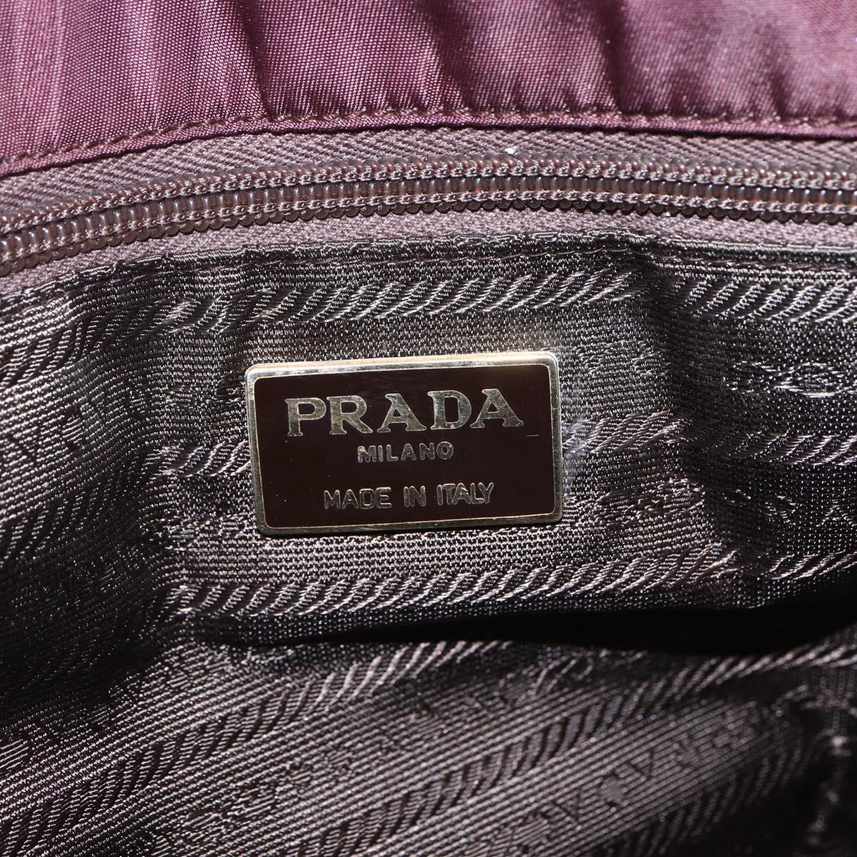 PRADA Chain Tote Bag Nylon Bordeaux Gold Auth ar13821