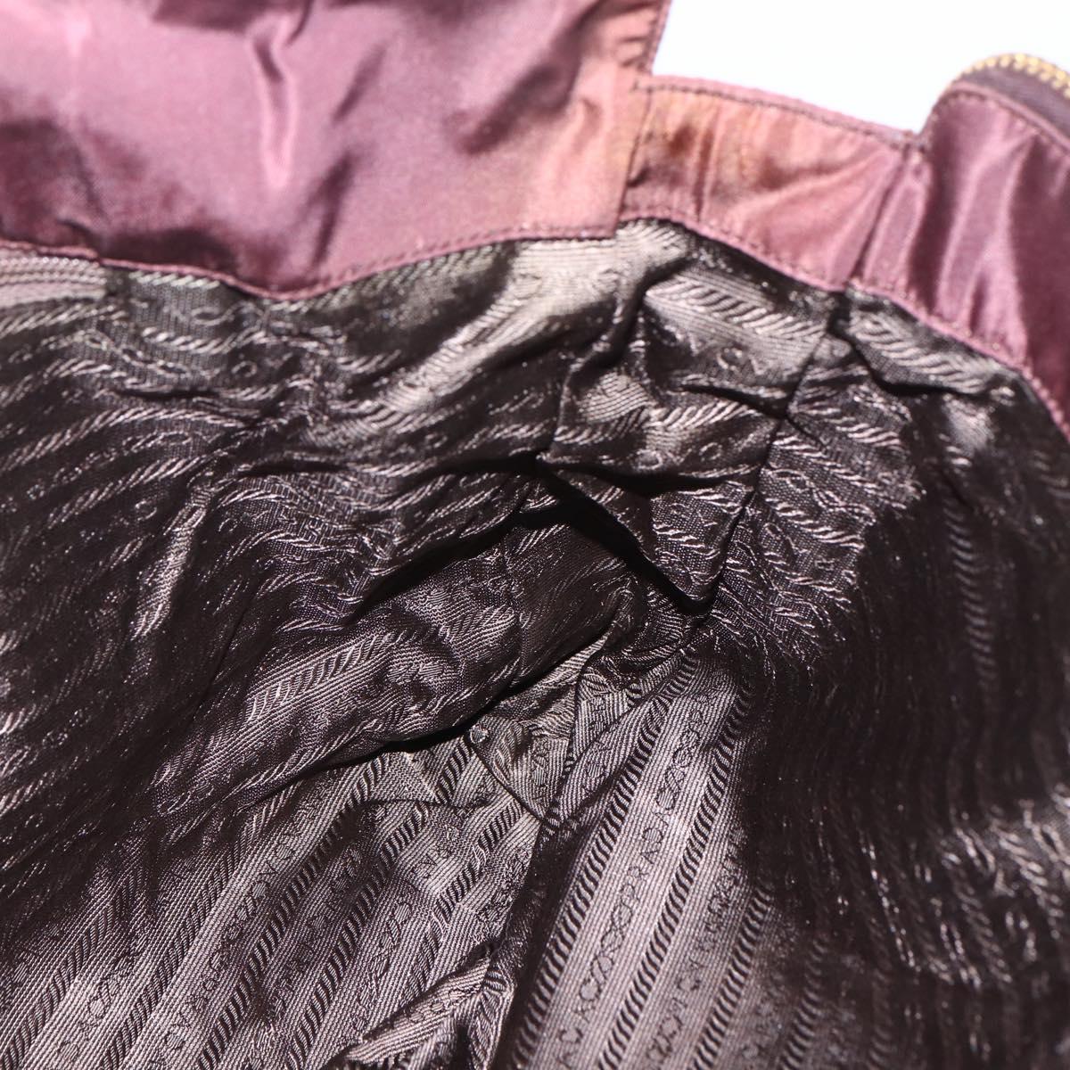 PRADA Chain Tote Bag Nylon Bordeaux Gold Auth ar13821