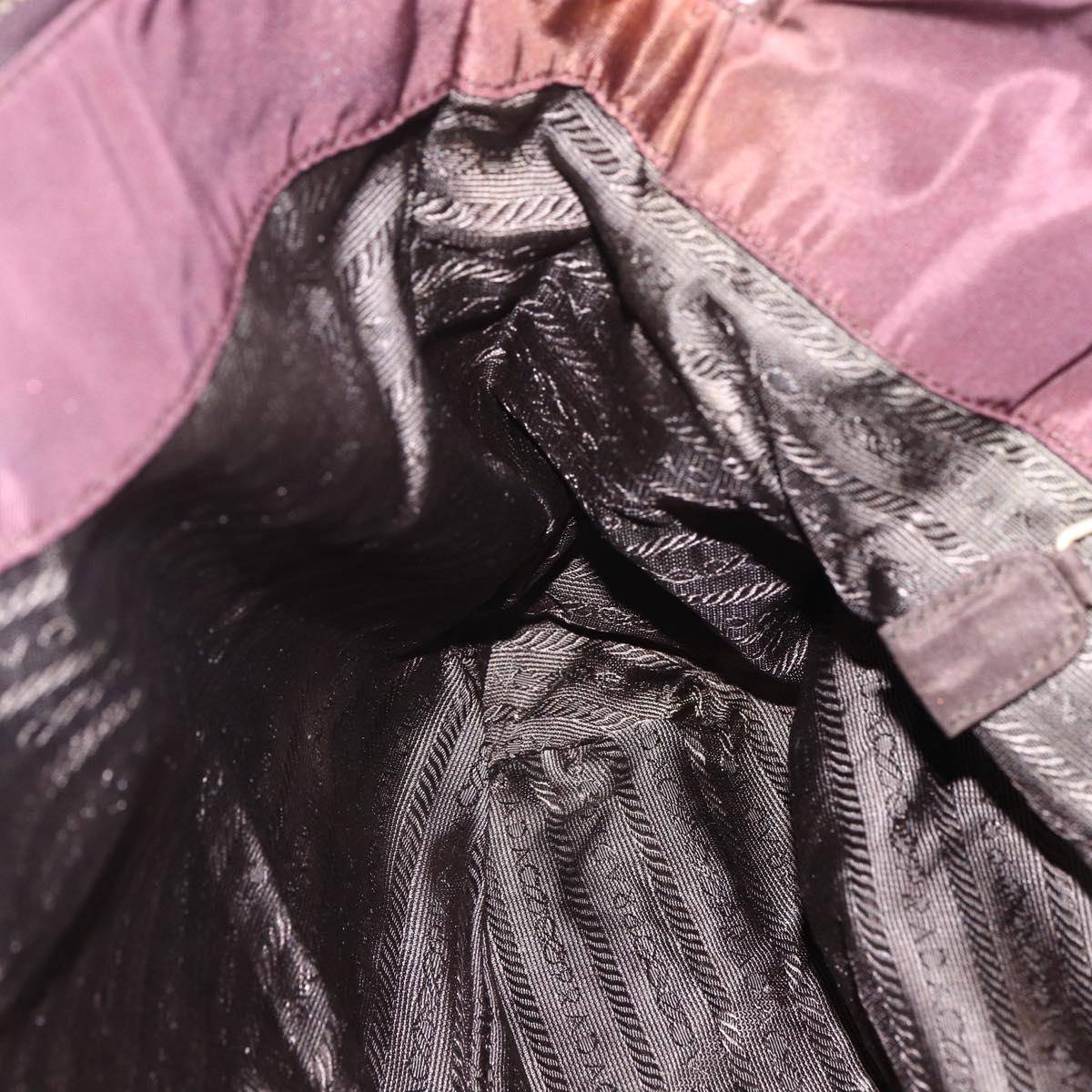 PRADA Chain Tote Bag Nylon Bordeaux Gold Auth ar13821