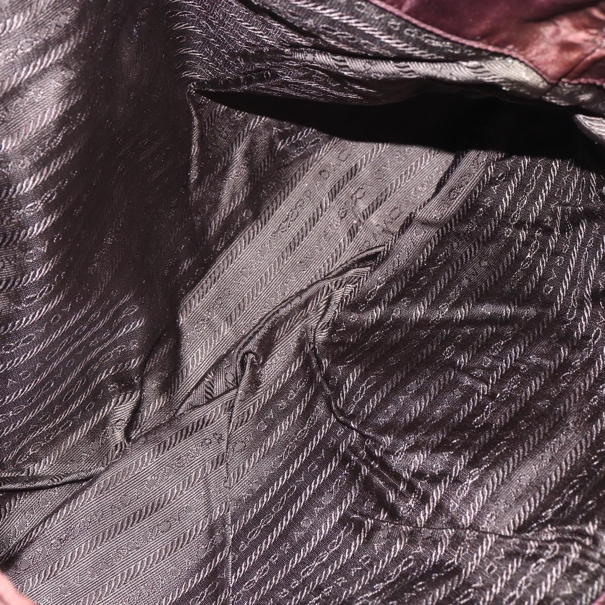 PRADA Chain Tote Bag Nylon Bordeaux Gold Auth ar13821