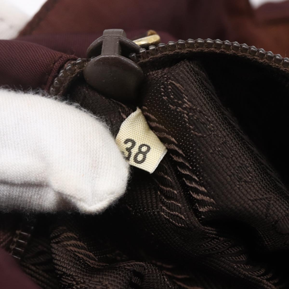 PRADA Chain Tote Bag Nylon Bordeaux Gold Auth ar13821