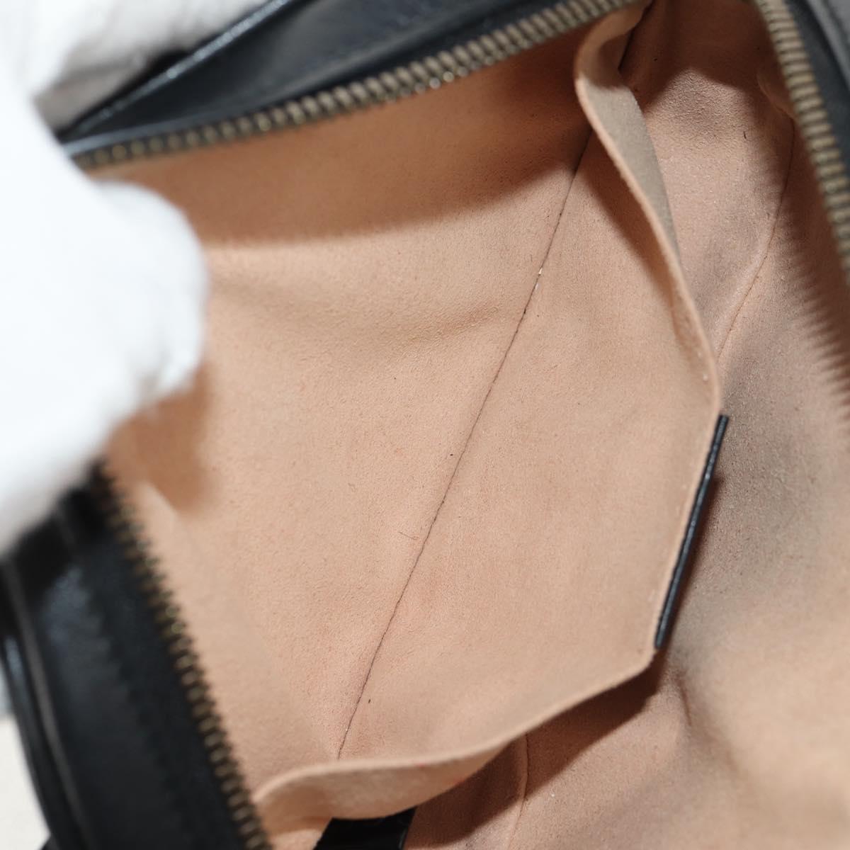 GUCCI GG Marmont Waist Bag Leather Black Gold 476434 Auth ar13822A