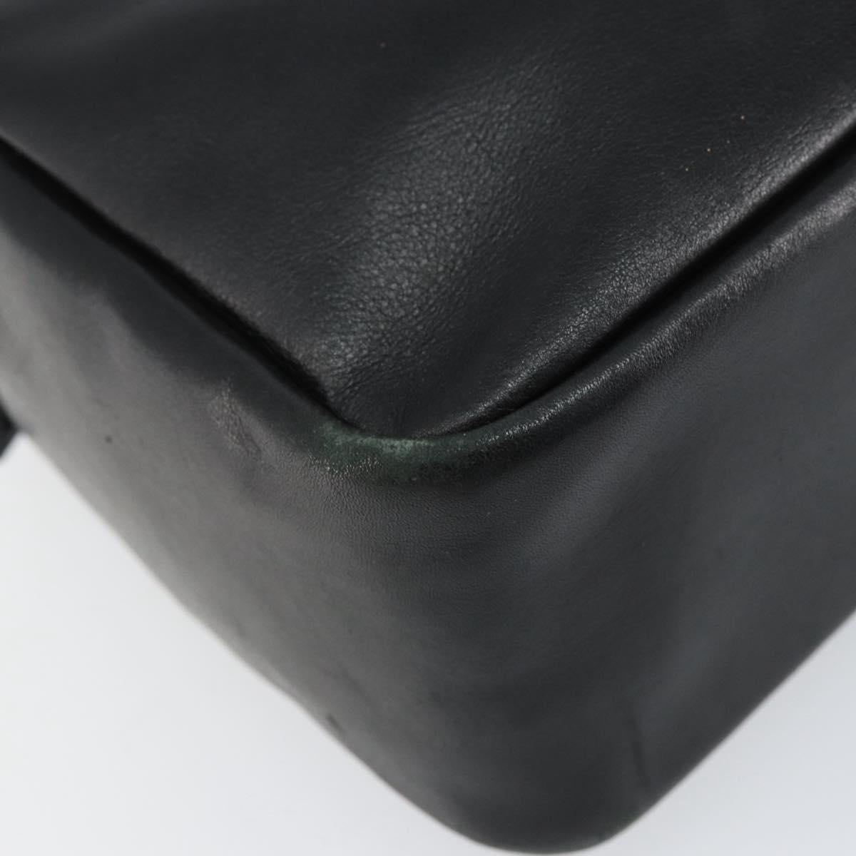 GUCCI Bamboo Hand Bag Leather Black Gold 000 2865 0575 Auth ar13837