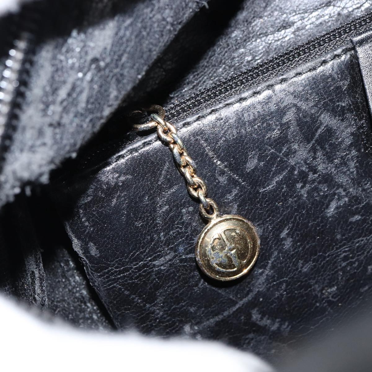 GUCCI Bamboo Hand Bag Leather Black Gold 000 2865 0575 Auth ar13837