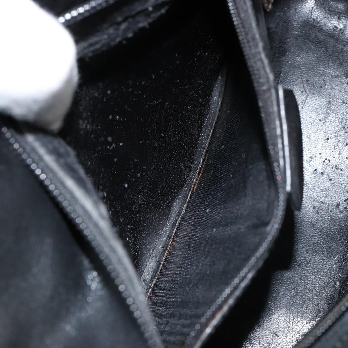 GUCCI Bamboo Hand Bag Leather Black Gold 000 2865 0575 Auth ar13837