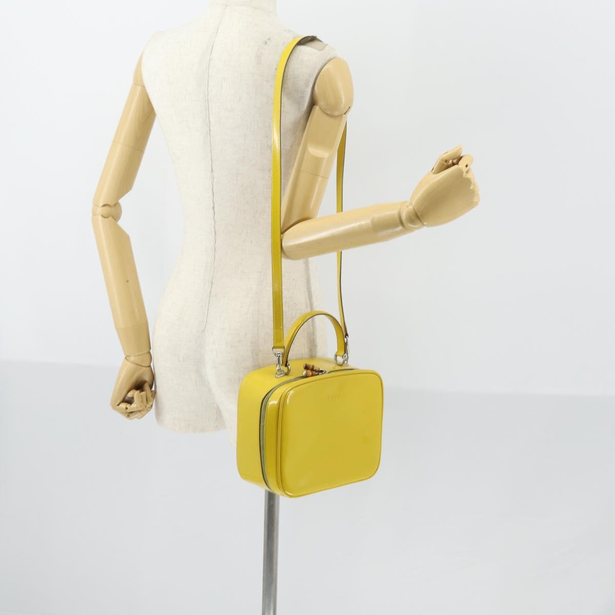GUCCI Bamboo Hand Bag Enamel 2way Yellow Gold 000 270 0323 Auth ar13838