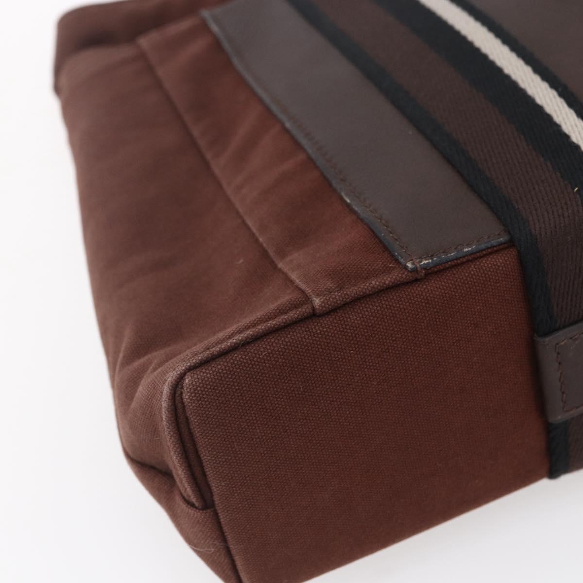 HERMES Trocha Horizontal Zonal MM Tote Bag Canvas Brown Silver Auth ar13839