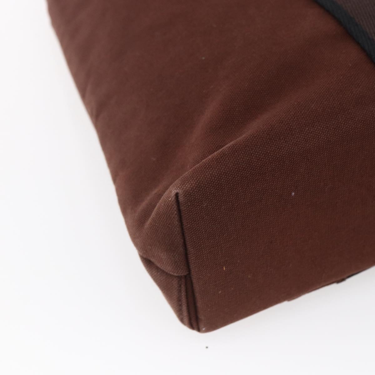 HERMES Trocha Horizontal Zonal MM Tote Bag Canvas Brown Silver Auth ar13839