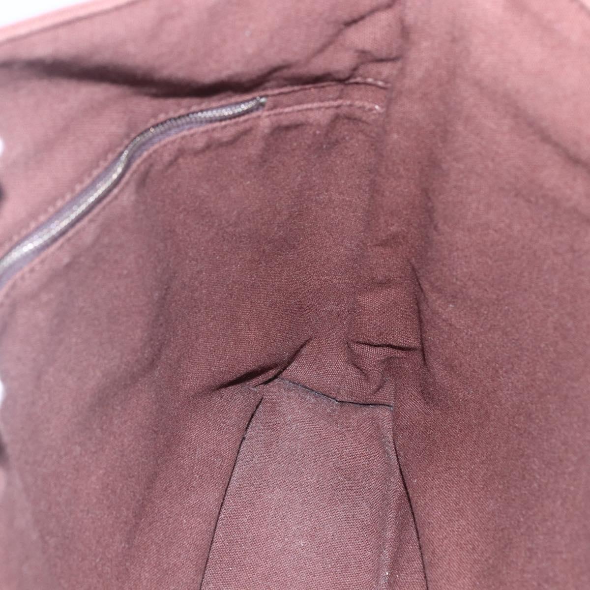 HERMES Trocha Horizontal Zonal MM Tote Bag Canvas Brown Silver Auth ar13839