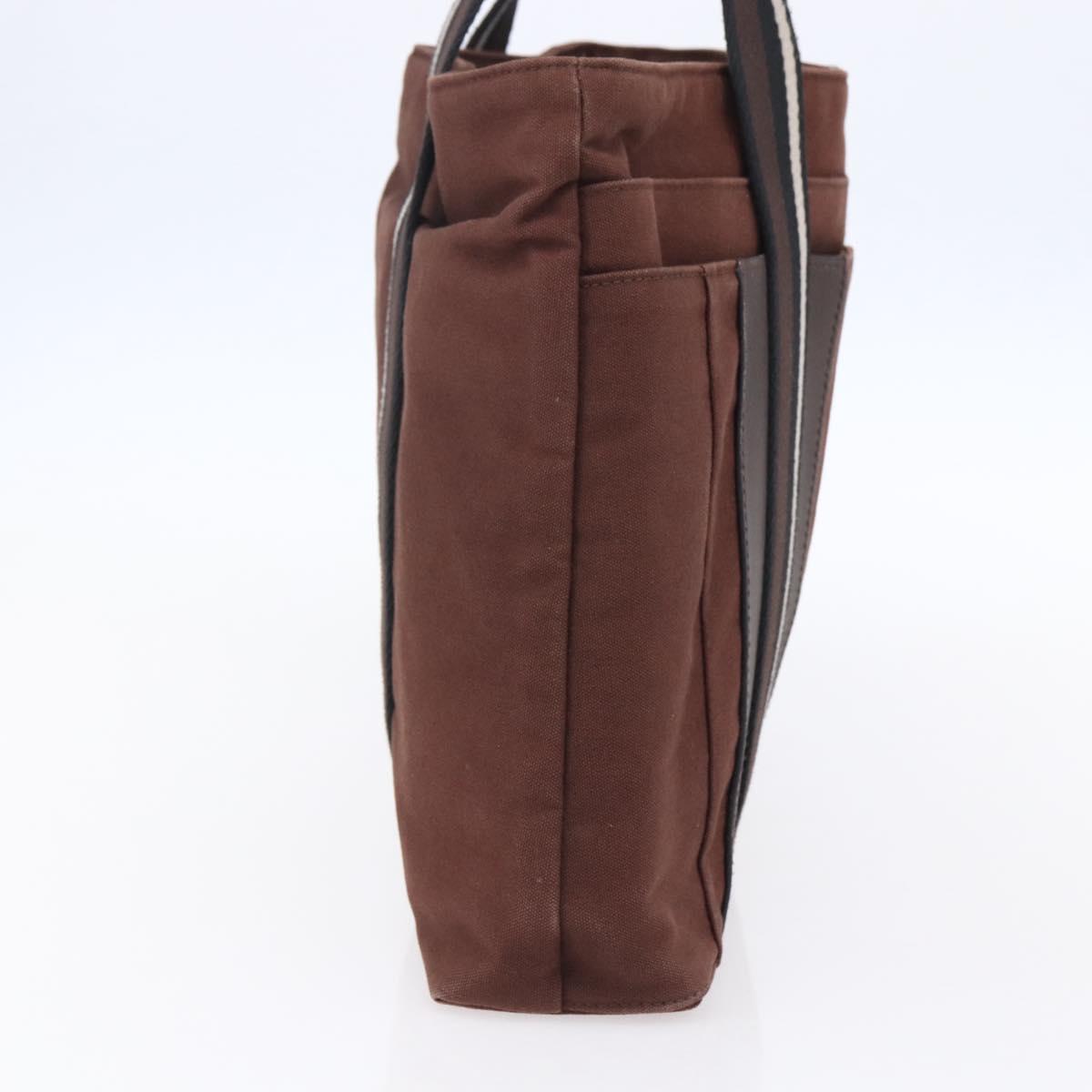 HERMES Trocha Horizontal Zonal MM Tote Bag Canvas Brown Silver Auth ar13839