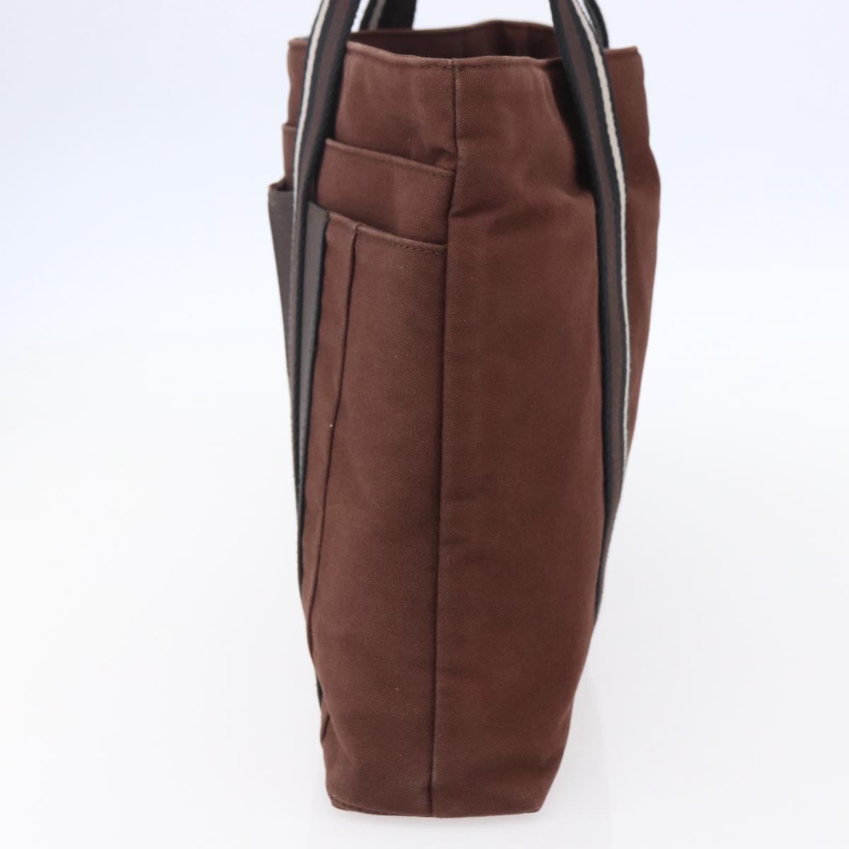HERMES Trocha Horizontal Zonal MM Tote Bag Canvas Brown Silver Auth ar13839