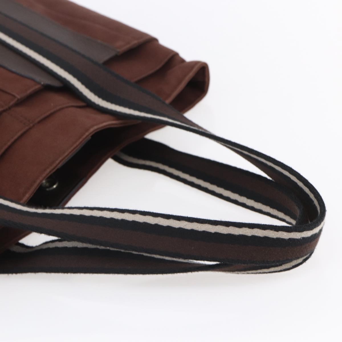 HERMES Trocha Horizontal Zonal MM Tote Bag Canvas Brown Silver Auth ar13839