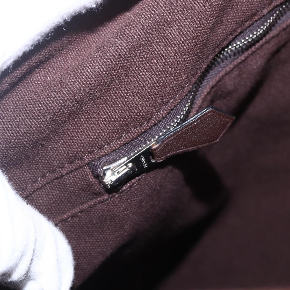HERMES Trocha Horizontal Zonal MM Tote Bag Canvas Brown Silver Auth ar13840