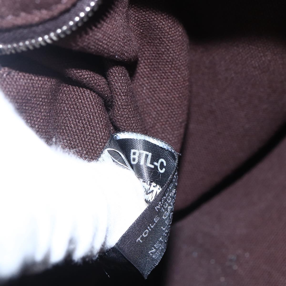 HERMES Trocha Horizontal Zonal MM Tote Bag Canvas Brown Silver Auth ar13840