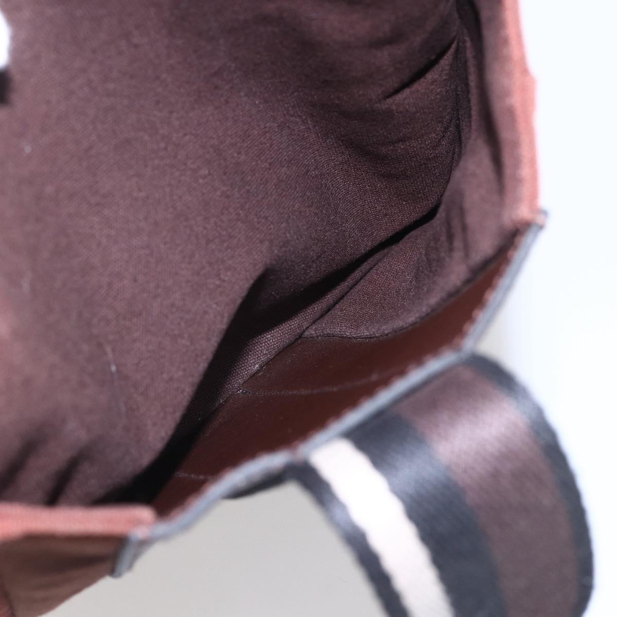 HERMES Trocha Horizontal Zonal MM Tote Bag Canvas Brown Silver Auth ar13840