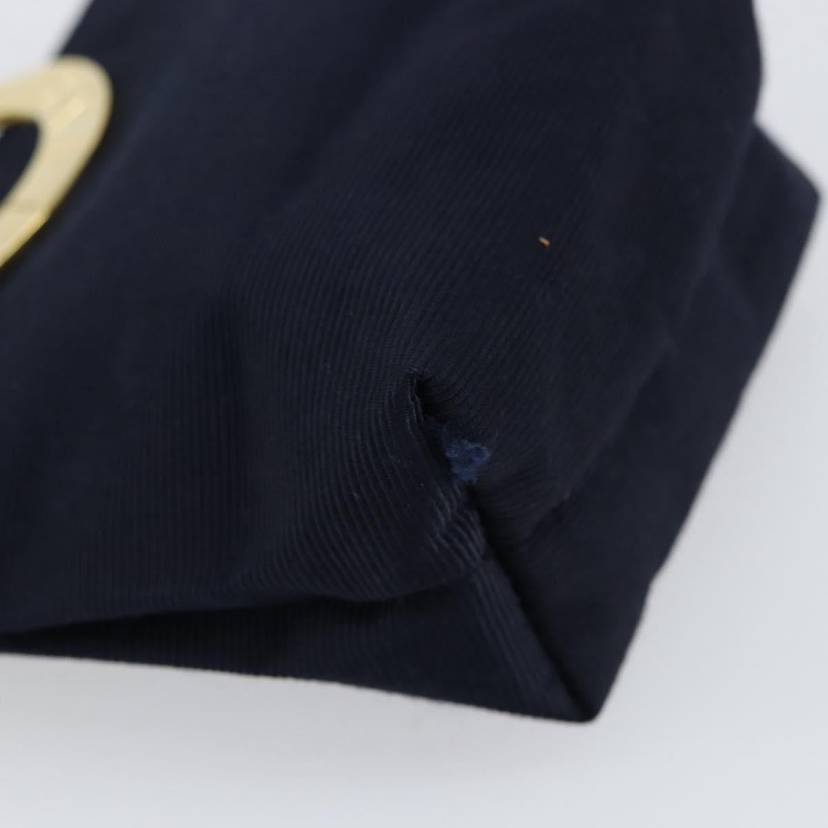 CELINE Circle Pouch Nylon Navy Gold Auth ar13841
