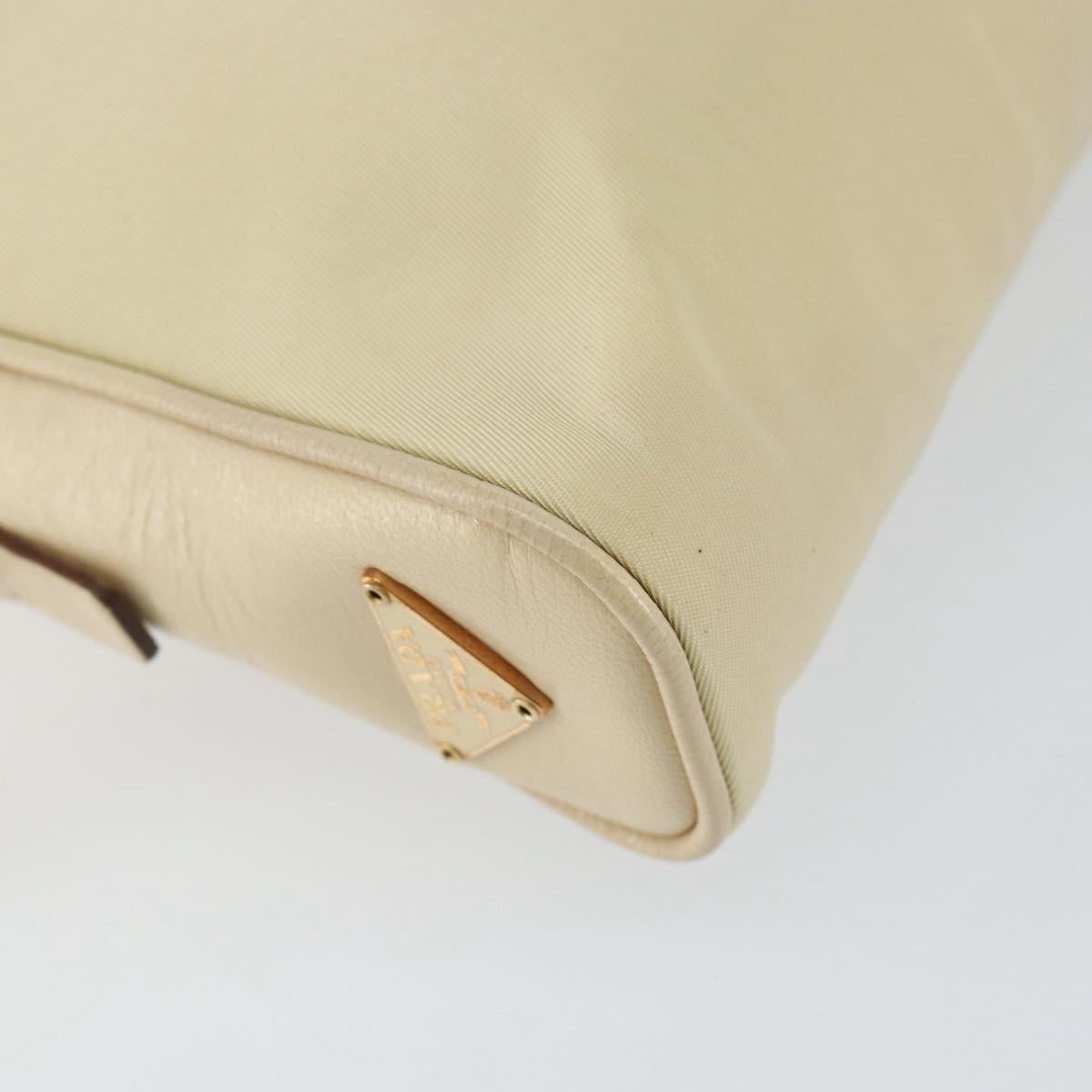 PRADA Hand Bag Nylon Beige Gold Auth ar13842