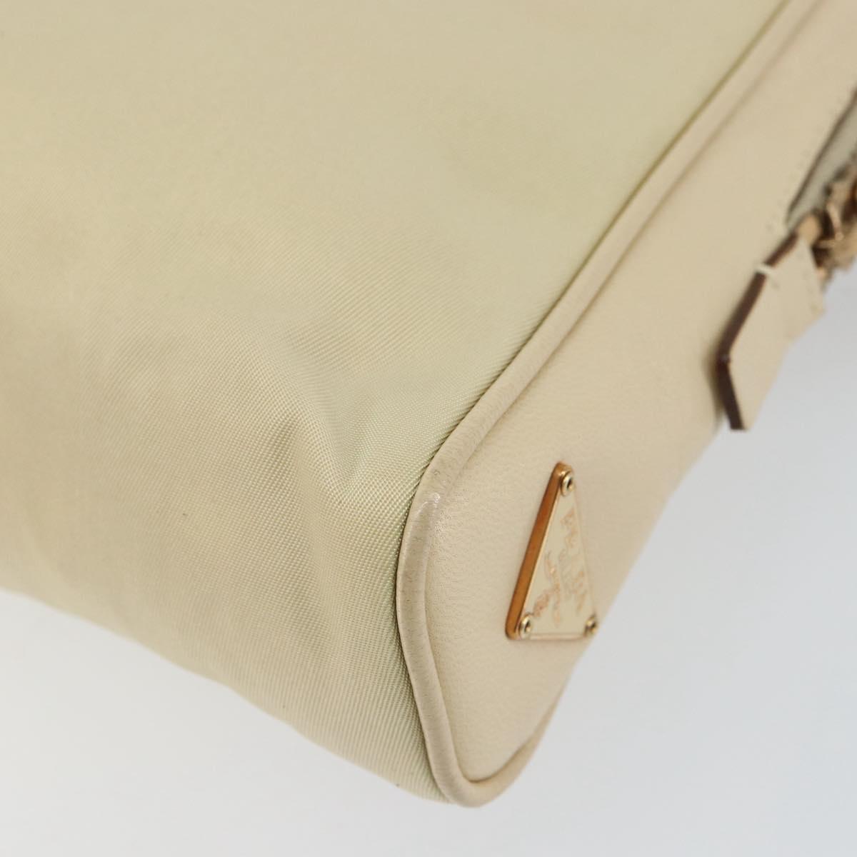 PRADA Hand Bag Nylon Beige Gold Auth ar13842