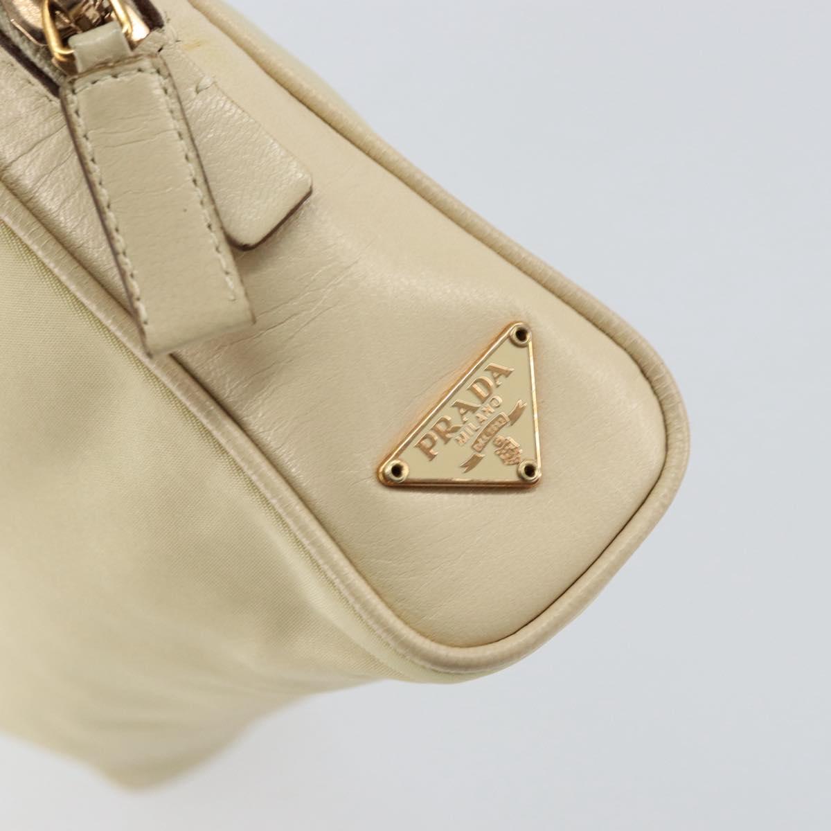 PRADA Hand Bag Nylon Beige Gold Auth ar13842