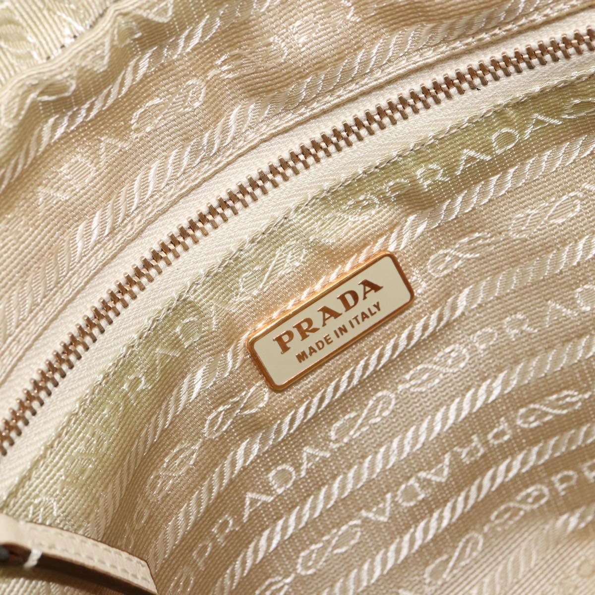 PRADA Hand Bag Nylon Beige Gold Auth ar13842