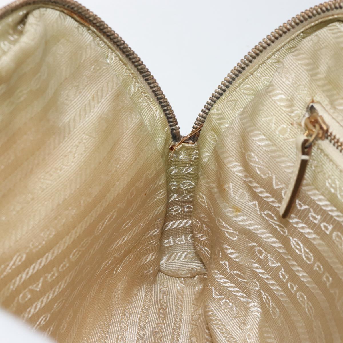 PRADA Hand Bag Nylon Beige Gold Auth ar13842