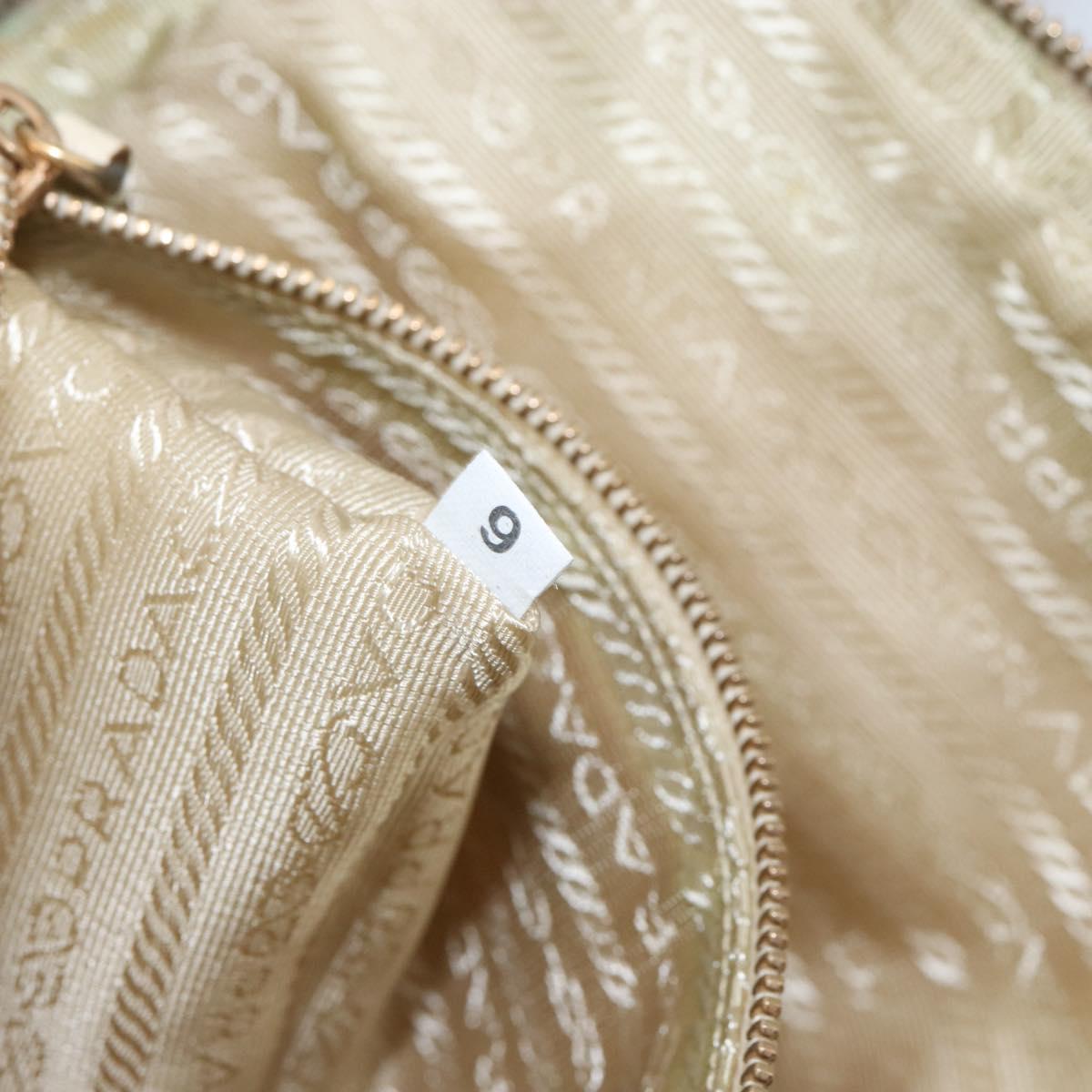 PRADA Hand Bag Nylon Beige Gold Auth ar13842