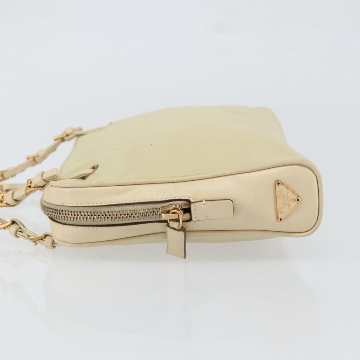 PRADA Hand Bag Nylon Beige Gold Auth ar13842