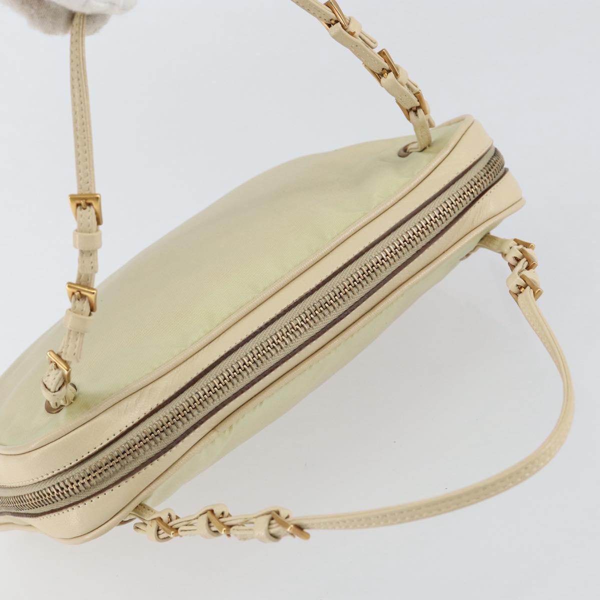 PRADA Hand Bag Nylon Beige Gold Auth ar13842