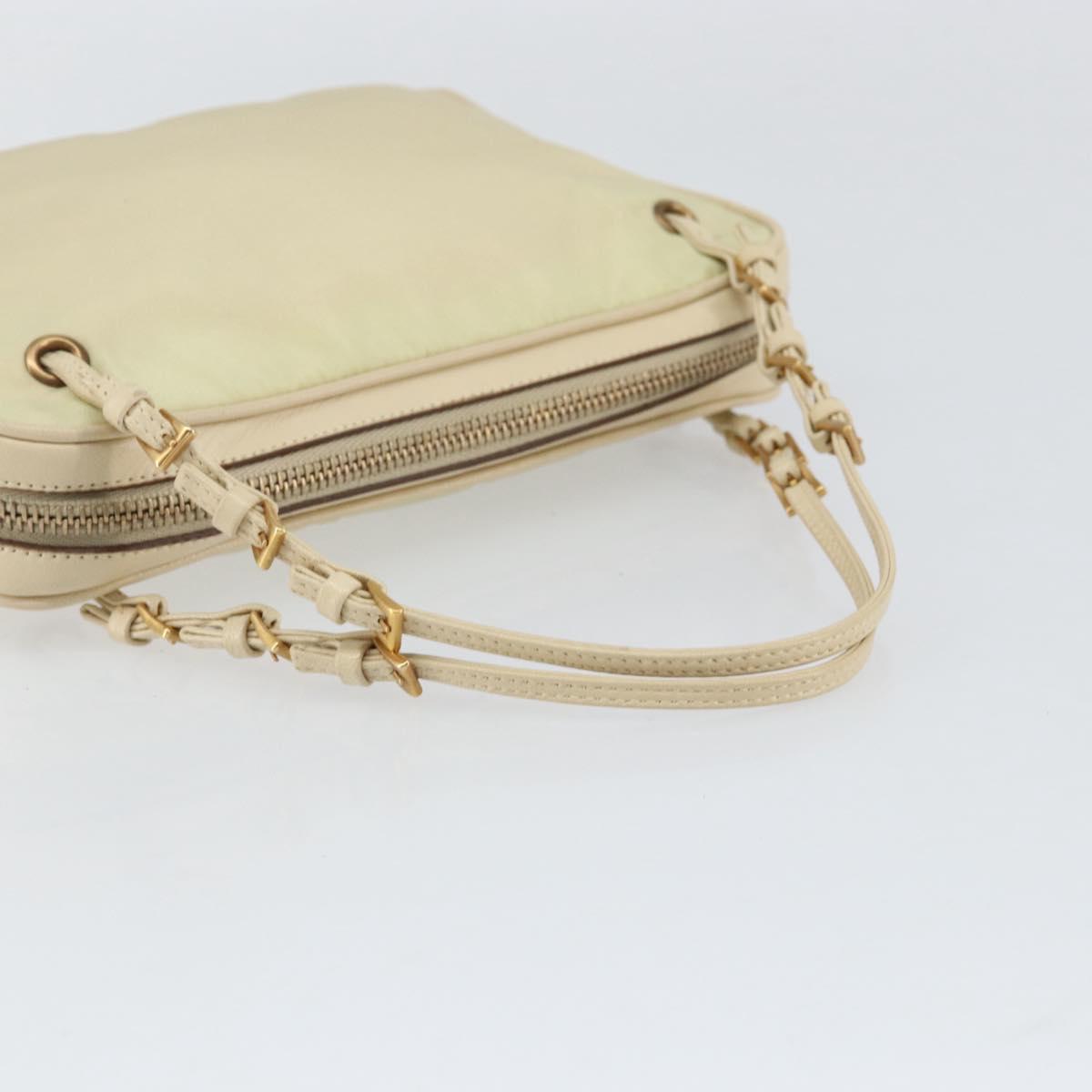 PRADA Hand Bag Nylon Beige Gold Auth ar13842