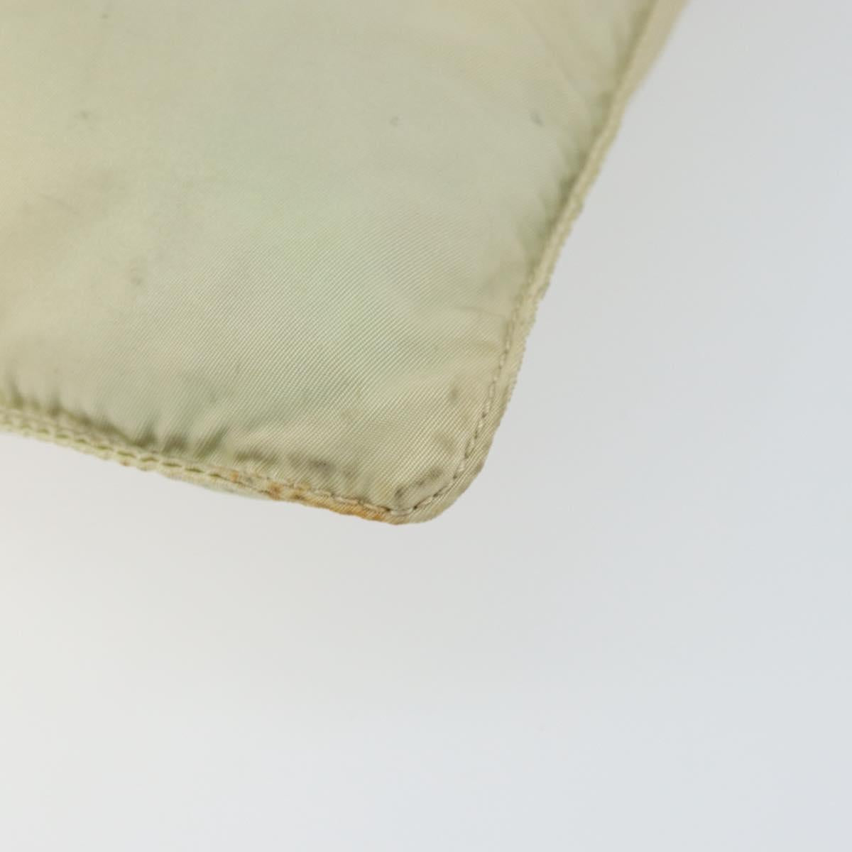 PRADA Shoulder Bag Nylon Ivory Silver Auth ar13843