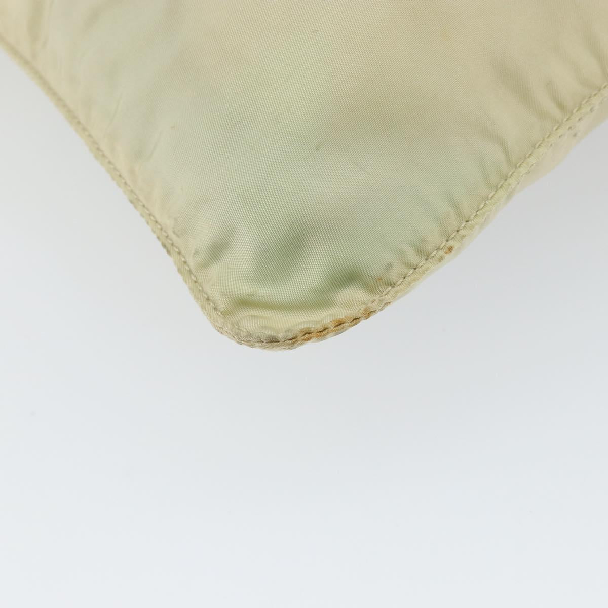 PRADA Shoulder Bag Nylon Ivory Silver Auth ar13843