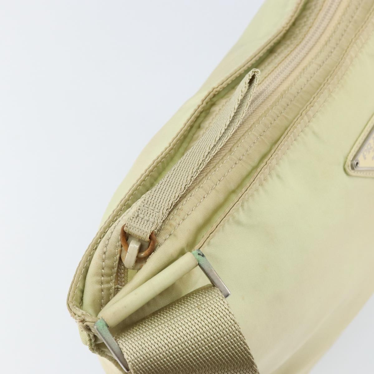 PRADA Shoulder Bag Nylon Ivory Silver Auth ar13843
