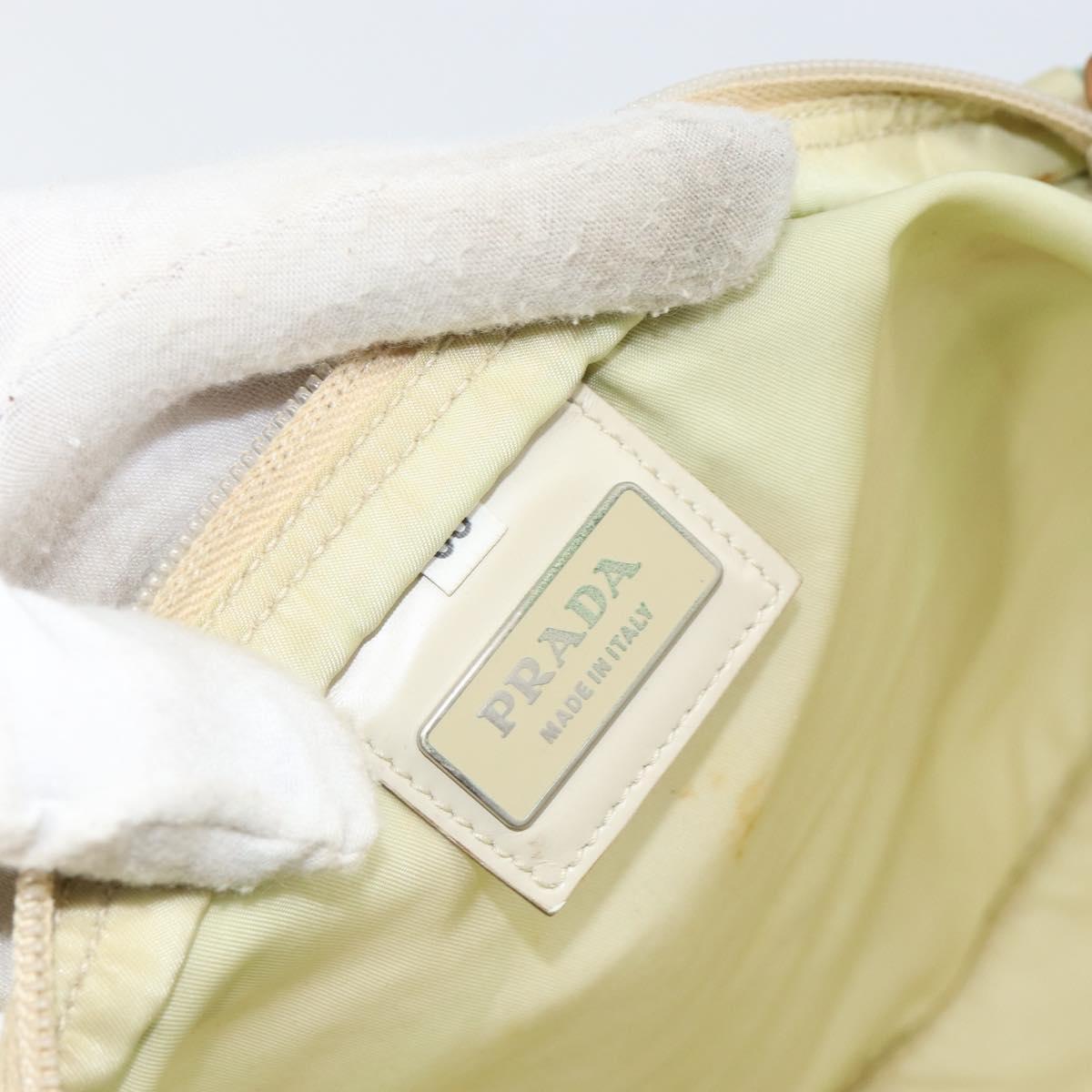 PRADA Shoulder Bag Nylon Ivory Silver Auth ar13843