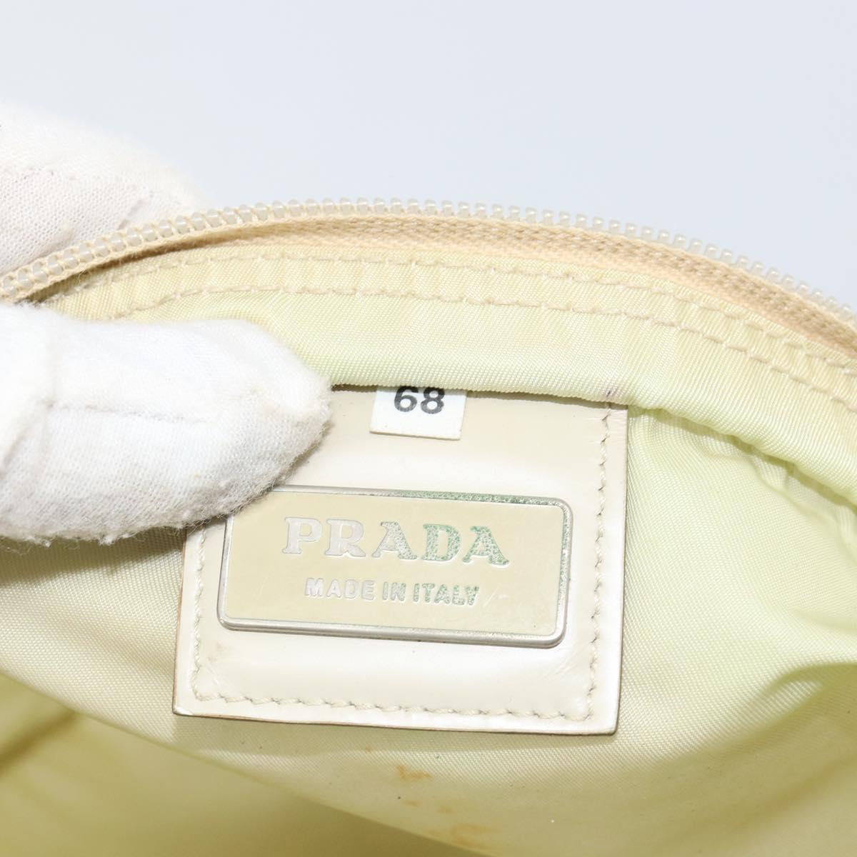 PRADA Shoulder Bag Nylon Ivory Silver Auth ar13843