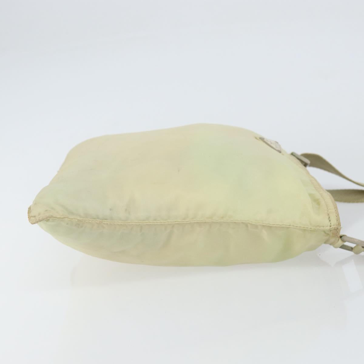 PRADA Shoulder Bag Nylon Ivory Silver Auth ar13843