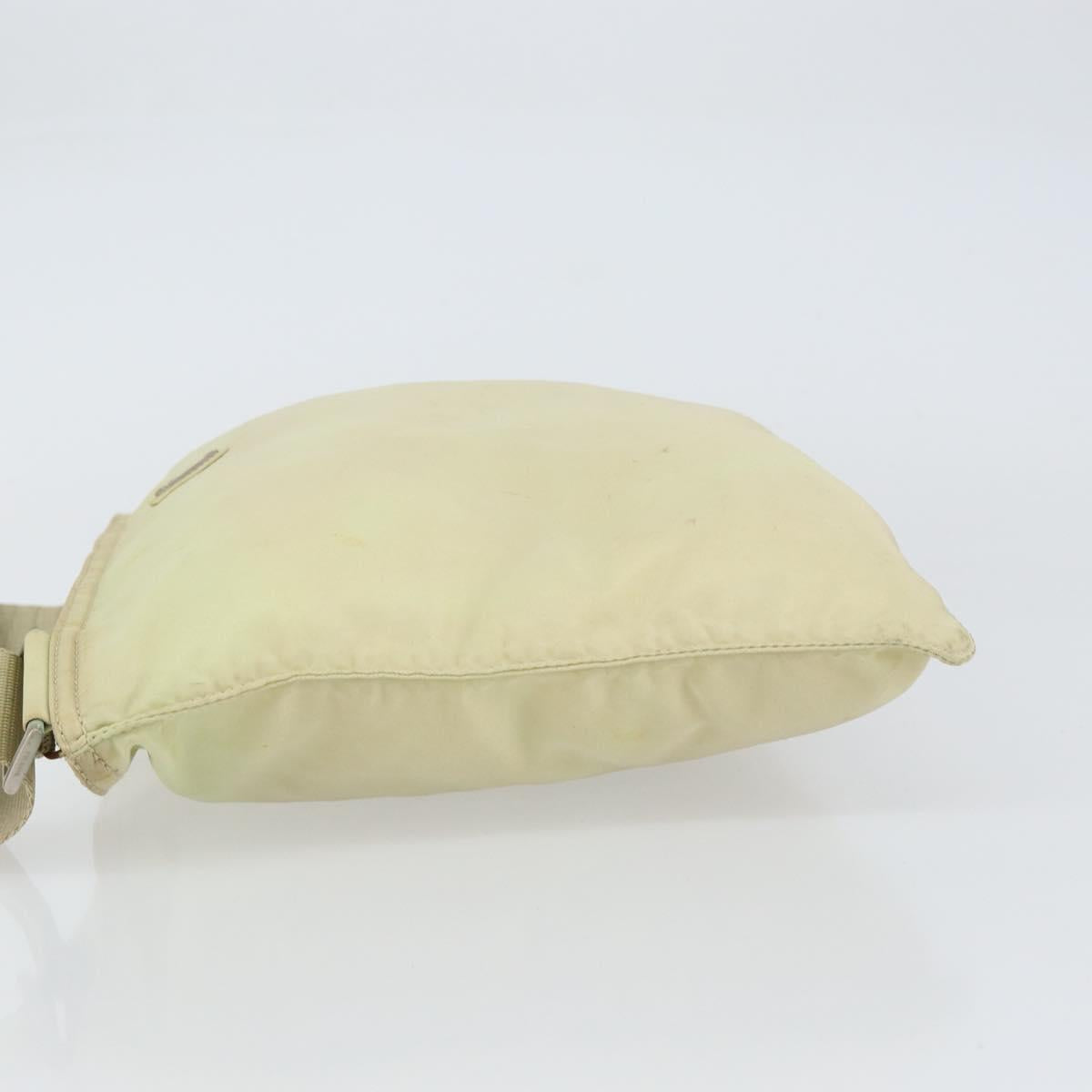 PRADA Shoulder Bag Nylon Ivory Silver Auth ar13843