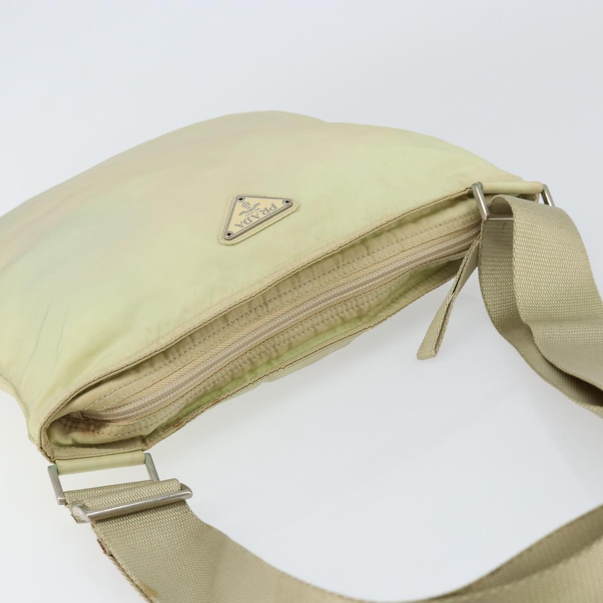 PRADA Shoulder Bag Nylon Ivory Silver Auth ar13843