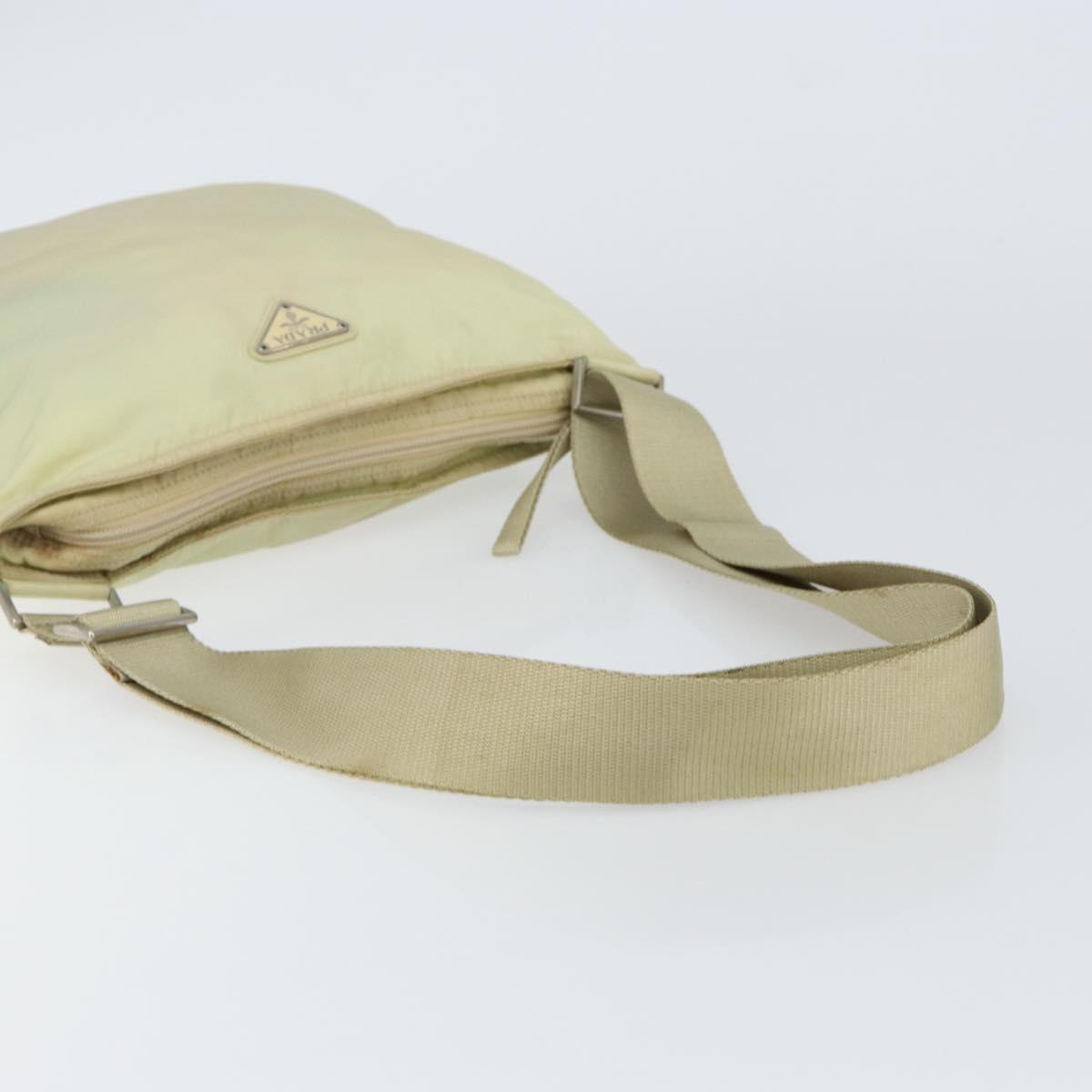 PRADA Shoulder Bag Nylon Ivory Silver Auth ar13843