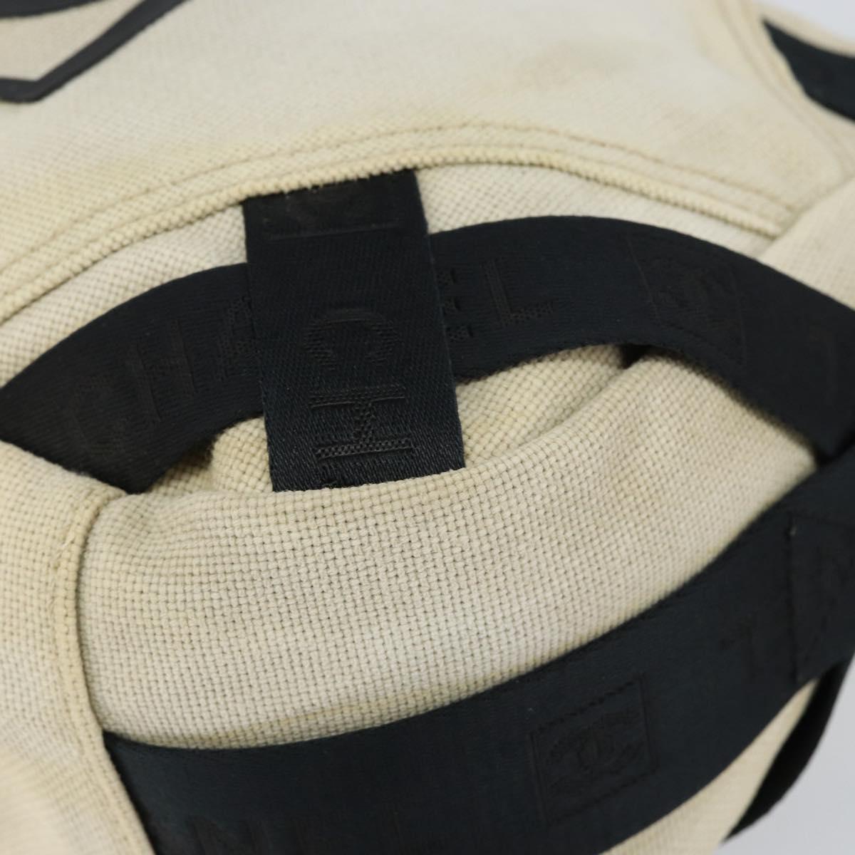 CHANEL Sports COCO Mark Shoulder Bag Canvas Beige Silver CC Auth ar13844