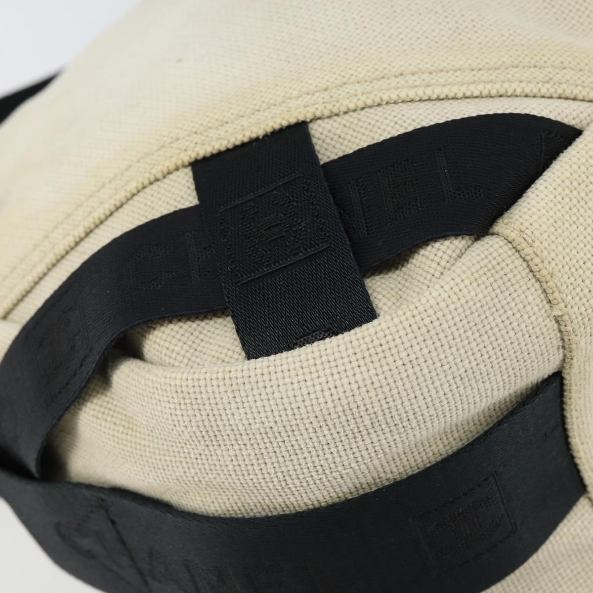 CHANEL Sports COCO Mark Shoulder Bag Canvas Beige Silver CC Auth ar13844