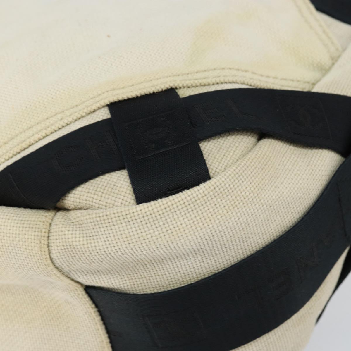 CHANEL Sports COCO Mark Shoulder Bag Canvas Beige Silver CC Auth ar13844