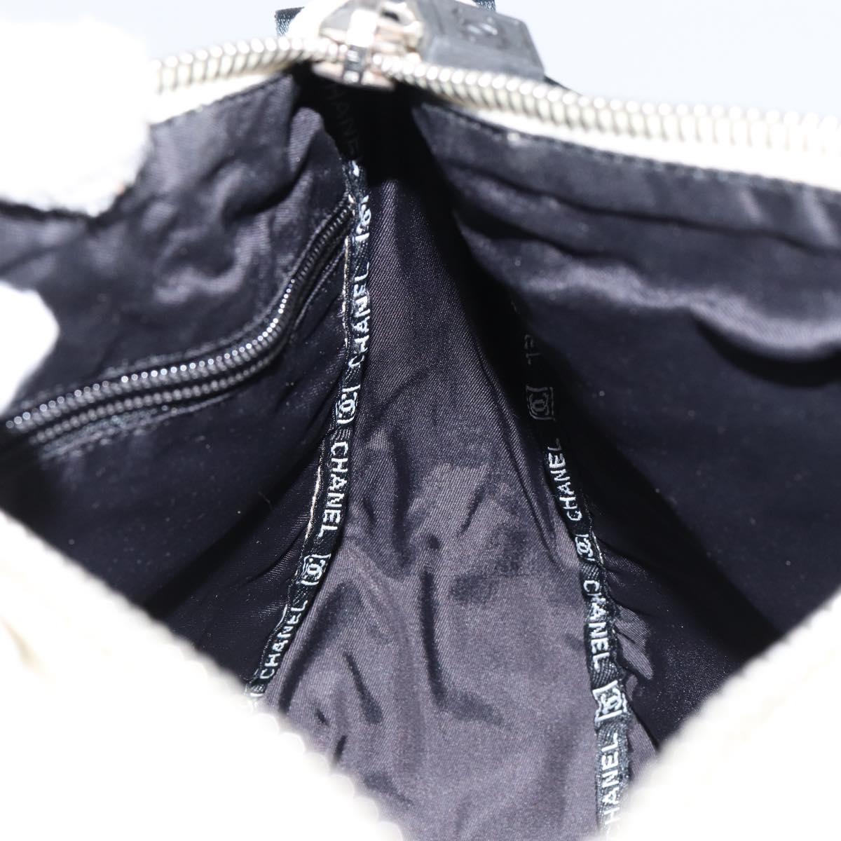 CHANEL Sports COCO Mark Shoulder Bag Canvas Beige Silver CC Auth ar13844