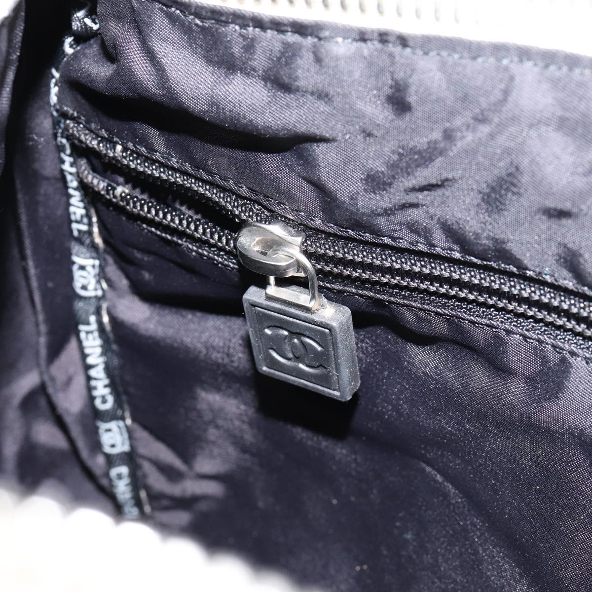 CHANEL Sports COCO Mark Shoulder Bag Canvas Beige Silver CC Auth ar13844