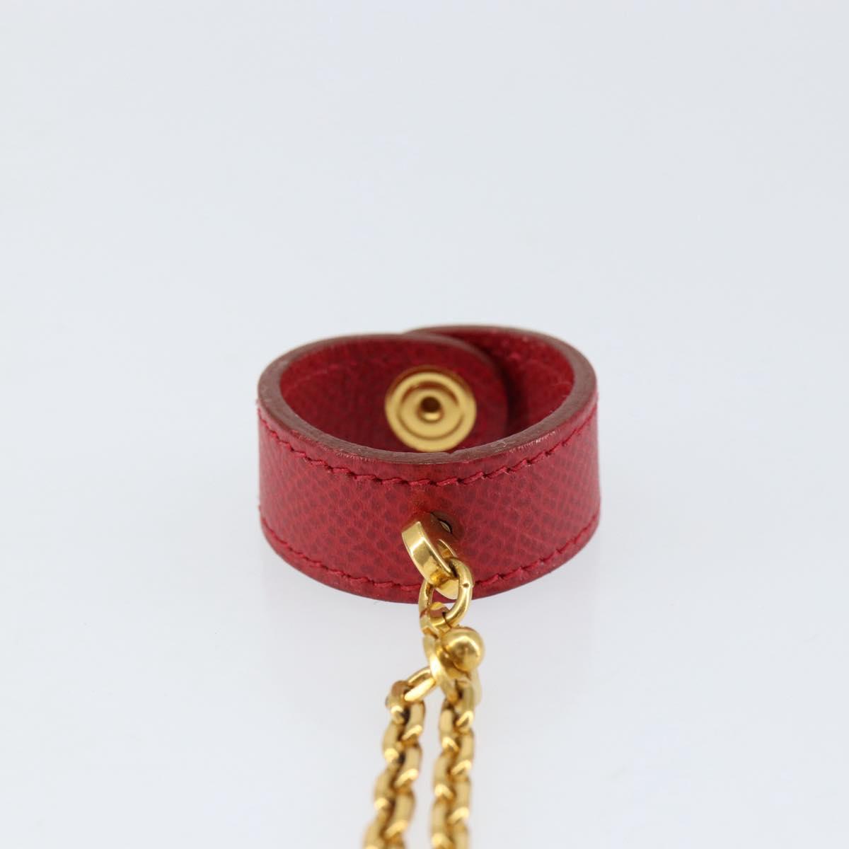 HERMES Glove Holder Charm Leather Red Gold Auth ar13845
