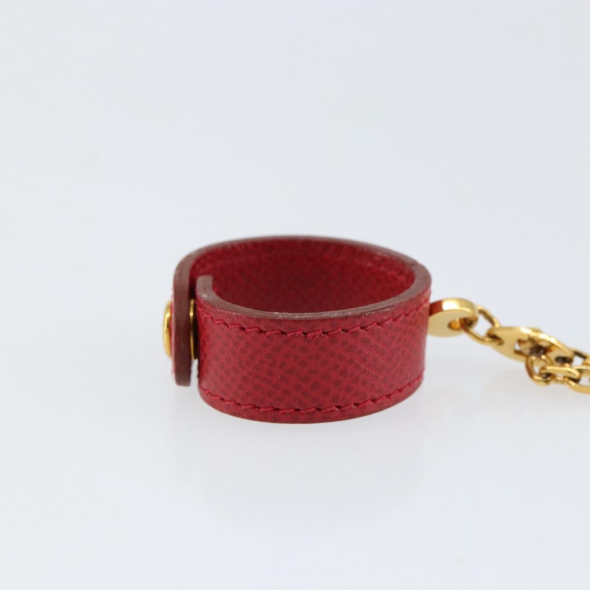 HERMES Glove Holder Charm Leather Red Gold Auth ar13845